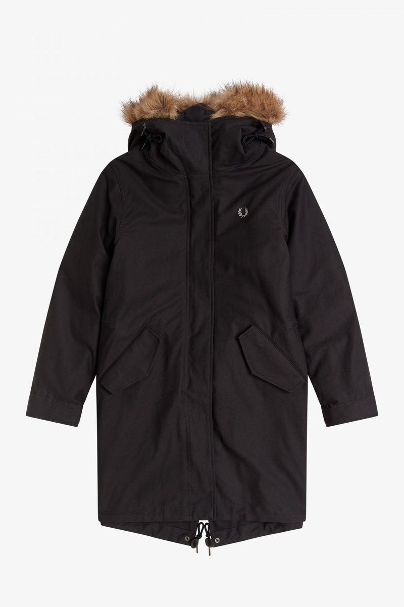 Black Fred Perry Zip-In Liner Parka Women's Jackets | PH 1919KORI